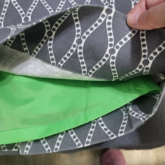 Robbie Bee Women SZ 6  Sleeveless Geometric Print Gray/White Lined Sheath Dress - Picture 7 of 11